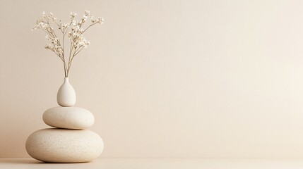 Admiring a Perfectly Round Pebble with Earthy Tones Serenity Nature Still Life Close-Up Tranquility