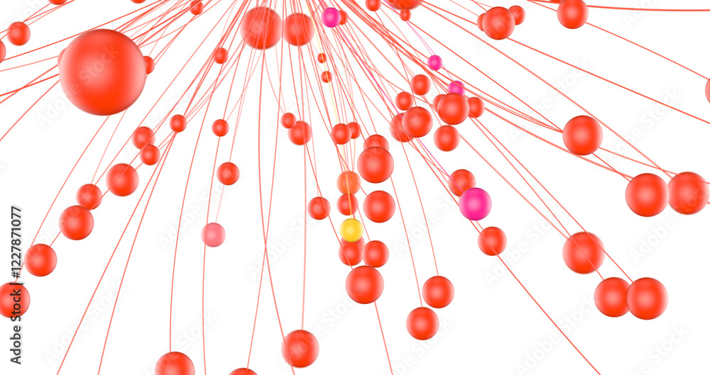 Poster Global network. Blockchain. 3D illustration. Neural networks and artificial intelligence. Abstract