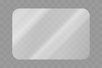 textures of a glass plate in the form of a rectangle with rounded edges. Reflection for glasses, mirrors, windows. Beautiful realistic reflection