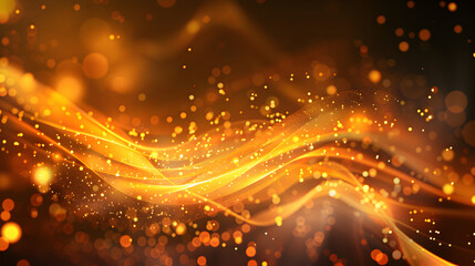 Obraz premium Abstract wave design with glowing particles in warm tones.