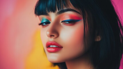 Fototapeta premium bold color woman face and hairstyle fashion portrait , hair coloring, glamour pretty girl 