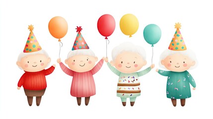 Elderly Friendship & Community retirement happiness Elderly Hobbies & Creativity Cheerful elderly friends celebrating together.