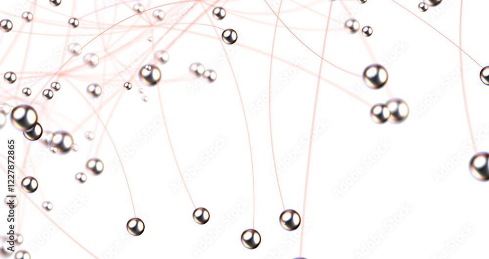 Poster Global network. Blockchain. 3D illustration. Neural networks and artificial intelligence. Abstract