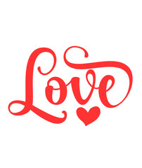 Love valentine typography design on plain white transparent isolated background for card, shirt, hoodie, sweatshirt, apparel, tag, mug, icon, poster or badge