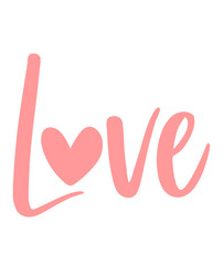 Love valentine typography design on plain white transparent isolated background for card, shirt, hoodie, sweatshirt, apparel, tag, mug, icon, poster or badge