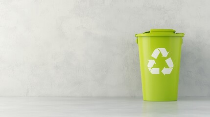 Recycling event green bin awareness urban environment minimalist composition for reused materials