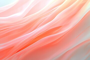 Obraz premium close-up of glowing pink ribbon made of soft light streaks on clean white background symbolizing hope