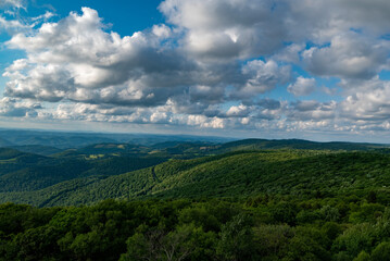 Obraz premium Generated image - A panoramic view of a lush, green mountainous
