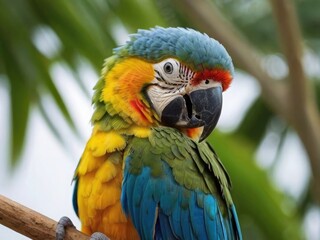 Fototapeta premium green and yellow macaw parrot
