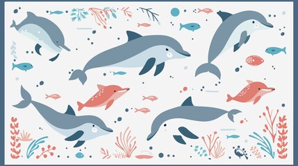 Cute Dolphin Flat Vector Illustration