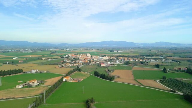 Verd&uacute;, lleida, spain, aerial view in six frames