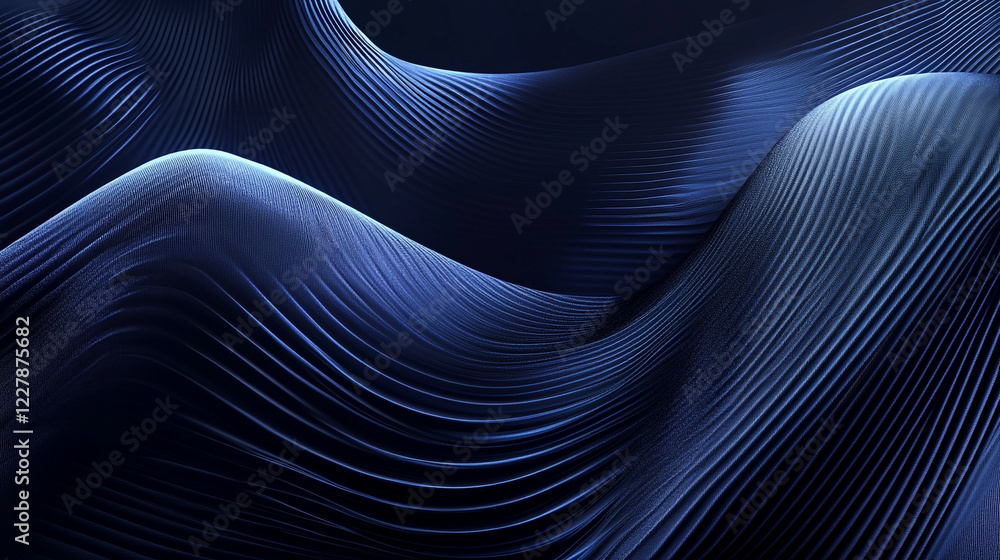 Poster abstract blue wave patterns create a mesmerizing flow in a digital landscape design