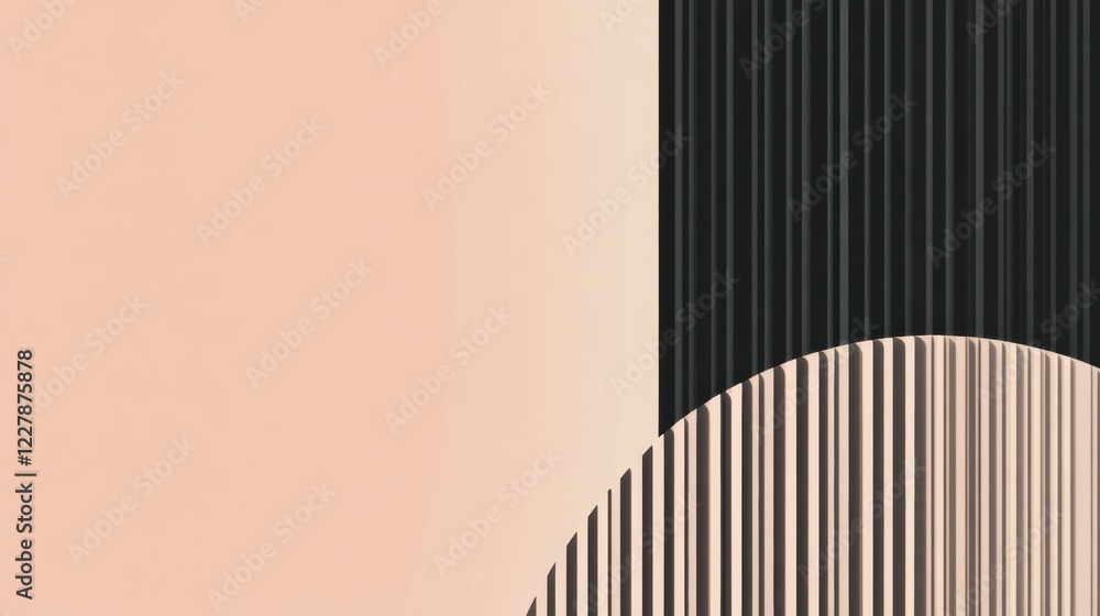 Aufkleber Geometric abstract design featuring lines and curves in soft color palette with contrasting elements. Generative AI