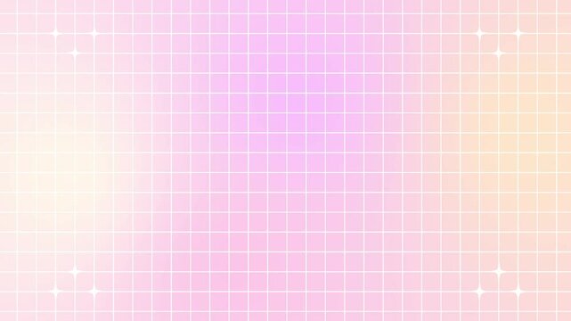 Stars pattern gradient purple cream pastel white rotating with grid lines loop abstract background