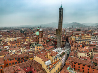 Foggy view of Bologna old town in Italy © ewelinaf