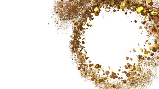 Shimmering Bliss: Mesmeric 3D Illustration Depicting Glistening gold Confetti