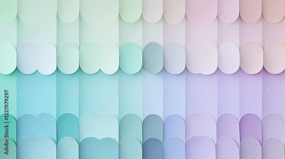 Poster colorful abstract pattern of overlapping shapes in soft pastel tones and gradients