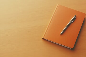 open agenda with pen placed diagonally high-quality leather cover in sharp focus natural warm light creating cozy workspace