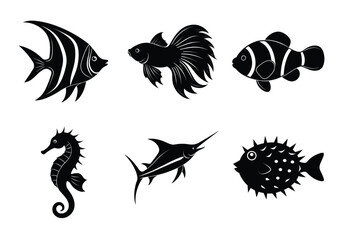 Fish Silhouette, Fish clipart, seafish art Silhouette Clipart bundle, fishing design, fishing