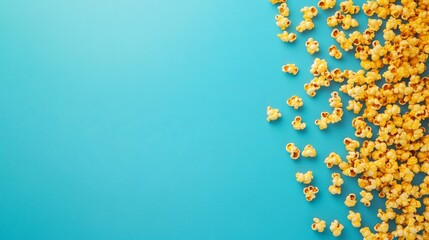 Colorful Movie-Themed Layout with Yellow Popcorn on Blue Background