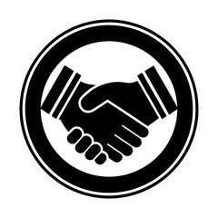 Business handshake logo icon silhouette vector illustration.