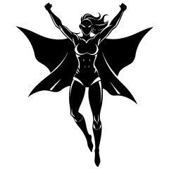 A female superhero silhouette vector illustration 