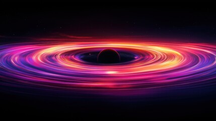 Obraz premium Vibrant black hole with glowing accretion disk and gravitational lensing