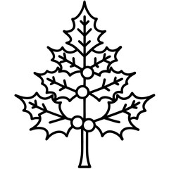  king's holly tree line art vector illustration 
