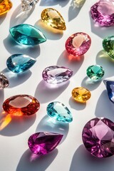 Fototapeta premium Colorful gemstones on a light background