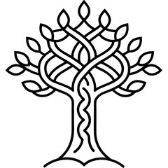  mythical Norse tree line art vector illustration 