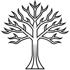 Yggdrasil tree line art vector illustration 