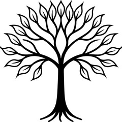 Yggdrasil tree line art vector illustration 