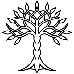  mythical Norse tree line art vector illustration 
