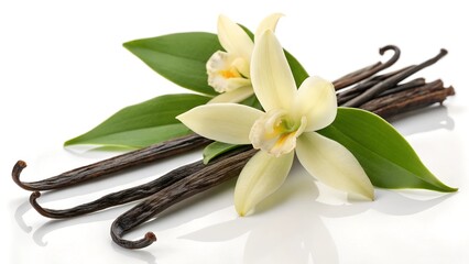 A still-life image of vanilla beans