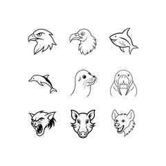 A anima head icon set  Illustration