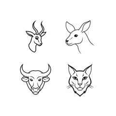 A line art vector animals heat set Illustration