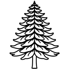 Obraz premium monkey puzzle tree line art vector illustration 