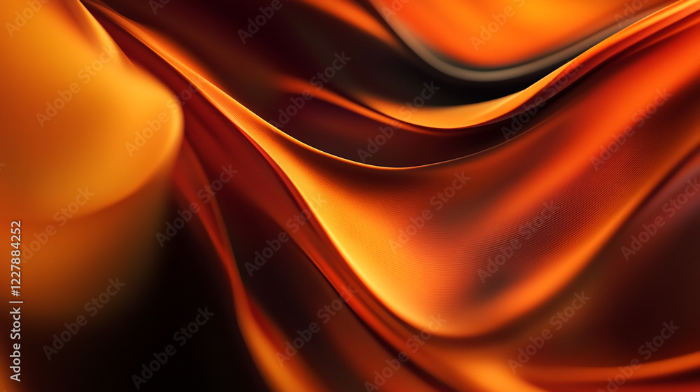 Poster flowing orange and black waves create a dynamic visual of fabric