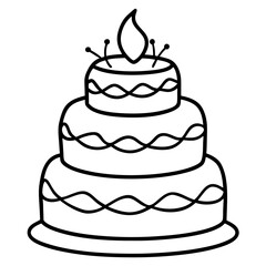 Birthday Cake line art vector illustration 