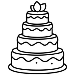 Birthday Cake line art vector illustration 