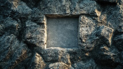 Ancient stone wall with built-in window