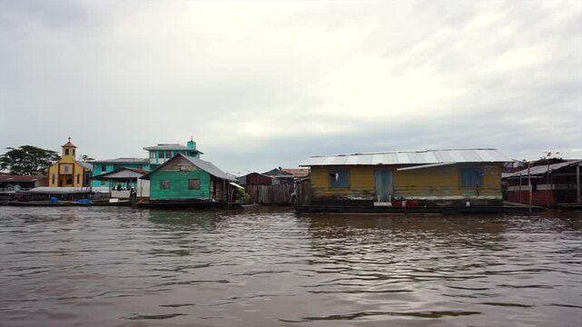 benjamin constant town of colorful wooden houses on the banks of a large river in the Amazon