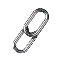 Paperclip 3D icon with a sleek metallic finish on transparent background