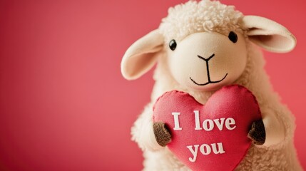 cute stuffed sheep with i love you heart pillow