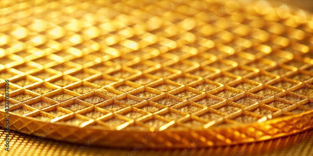 Poster empty golden wafer background texture: close-up macro shot for design projects