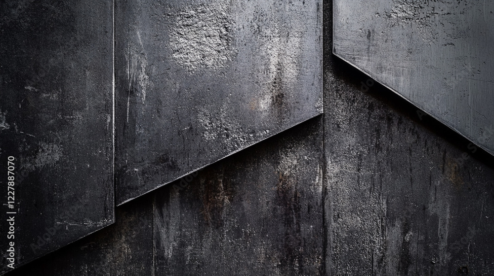 Aufkleber textured metallic wall with angular shapes in an industrial setting