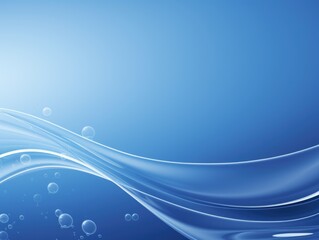 Dark Blue Water Edge with Vertical Line and Bubble. Left-Side Blue PowerPoint Background