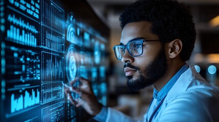 innovative data analysis with technology in a modern workspace