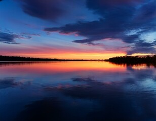 bright lines of light reflecting on calm water create a mesmerizing display at twilight