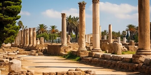 Fototapeta premium Discovering the Beauty of Ancient Carthage: Exploring the Roman Architecture and Archaeology of Tunis, Tunisia